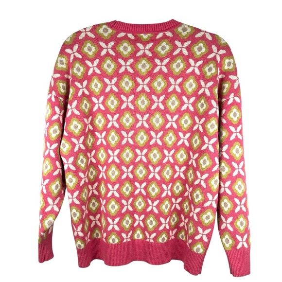 ARITZIA Sundeh Wool & Cotton Pink Green Floral Patterned Sweater Women's Size S - Picture 4 of 5